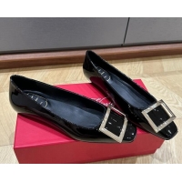 Purchase Roger Vivier Trompette Metal Buckle Ballerinas in Patent Leather Black 725028