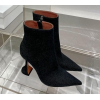 Sophisticated Amina Muaddi Jahleel Ankle Boot 95MM ST Heel Black Denim 238309