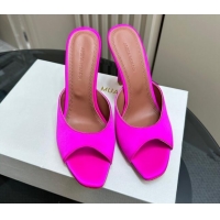 Shop Duplicate Amina Muaddi Alexa Glass Slide Sandals 10.5cm in Satin Dark Pink 091174