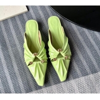 Luxurious Bottega Veneta Bunnie Flat Mules in Patent Leather Green 0619067