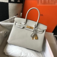 Discount Hermes Birkin 25cm/30cm Bag in Togo Calfskin HB25 Pearl Grey/Gold