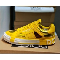 Luxurious Dolce&Gabbana Calfskin Custom 2.Zero Low-top Sneakers Yellow 110329