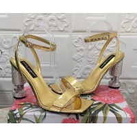 Unique Style Dolce & Gabbana Polished calfskin sandals 10.5cm with crystals heel gold 902045