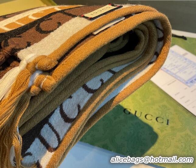 Promotional Gucci Cashmere Long Scarf with Tassel 30x180cm GG09281 Brown 2023