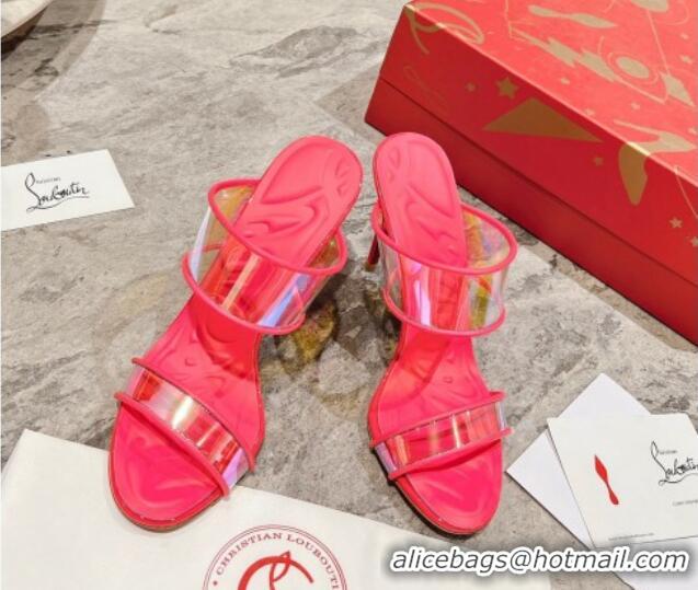 Durable Christian Louboutin Just Loubi PVC Heel Slide Sandals 10cm Pink 605006