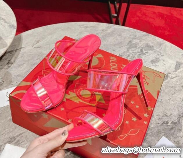 Durable Christian Louboutin Just Loubi PVC Heel Slide Sandals 10cm Pink 605006