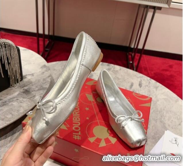 Charming Christian Louboutin Mamadrague Ballerinas Flat in Nappa Leather Silver 915036