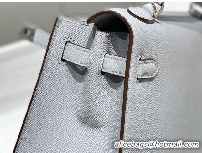 New Design Hermes Epsom Kelly Bag 25cm/28cm in Calfskin Leather H25 Sea Mew Grey/Silver 2023