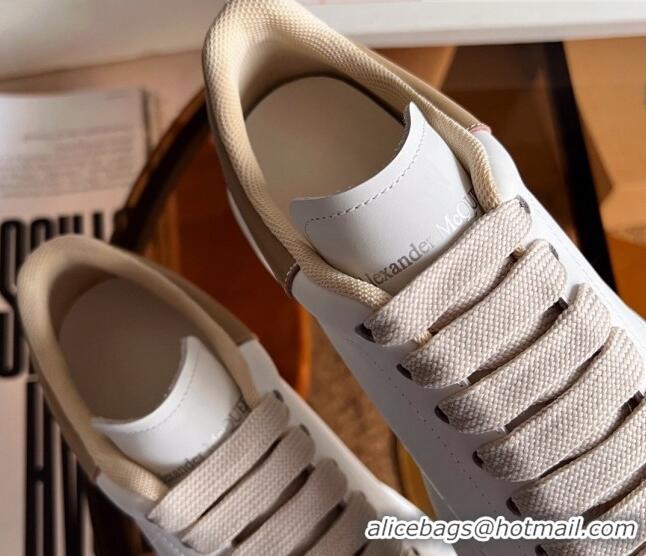 Stylish Alexander McQueen Oversized Sneakers in Mesh and Leather Beige 228127