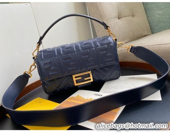 Well Crafted Fendi Baguette Medium Nappa Leather Bag 600M85 Navy Blue 2023