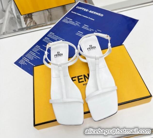 Durable Fendi Medium Heel Sandals 5.5cm in Calfskin White 0711031
