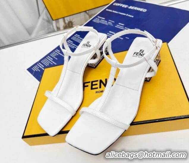 Durable Fendi Medium Heel Sandals 5.5cm in Calfskin White 0711031