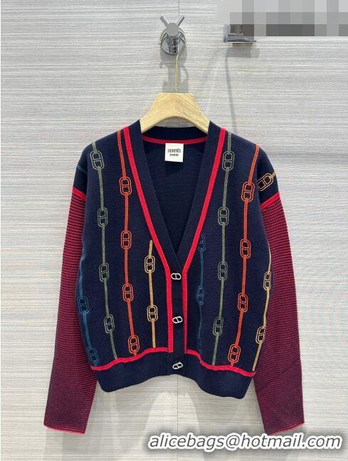 ​Well Crafted Hermes Wool & Silk Cardigan H7601 Blue 2023