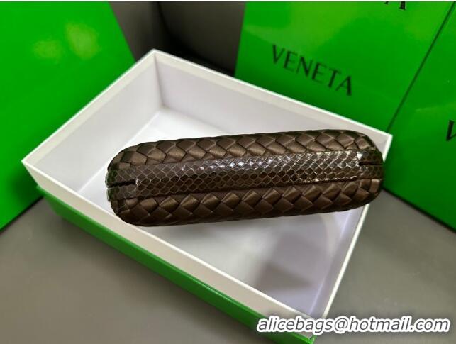 Good Product Bottega Veneta Knot Minaudiere Clutch in Intreccio Fabric 717622 Chocolate 2023