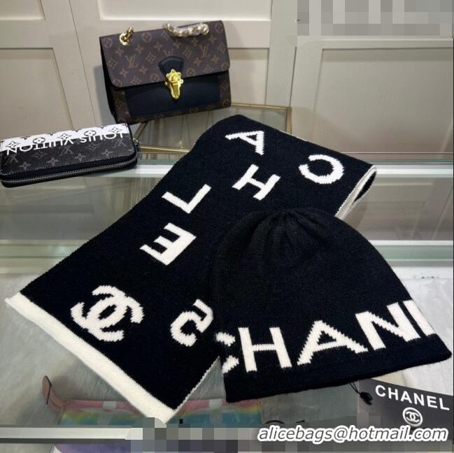Low Cost Chanel Knit Hat and Scarf Set CH101807 Black/White 2023