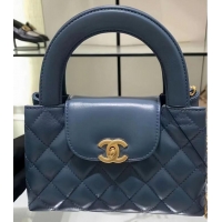 Buy New Design Chanel 23k Vintage Kelly Original Leather Top Handle Bag AS4416 Navy Blue