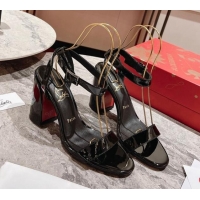 Pretty Style Christian Louboutin Miss Sabina Heel Sandals 8.5cm in Black Patent Leather 321015