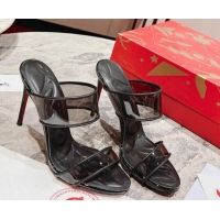 Good Taste Christian Louboutin Just Loubi PVC Heel Slide Sandals 10cm Black 605004