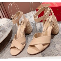 Popular Style Christian Louboutin Summer Mariza Espadrilles Sandals 7.5cm in Nappa Leather Nude 915037