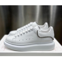 Sophisticated Alexander McQueen Oversized Sneakers in Silky Calfskin with Zip Heel Tab White 110278