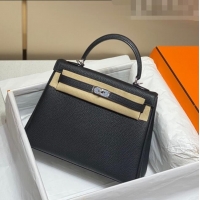 Famous Brand Hermes Kelly Bag in Togo Calfskin 25/28/32cm Black/Silver 2023