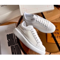 Classic Hot Alexander McQueen Oversized Sneakers in Mesh and Leather All White 228125