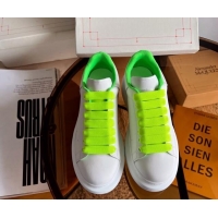 Discount Alexander McQueen Oversized Sneakers in White Calf Leather Green 0228128