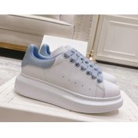 Purchase Alexander McQueen Oversized Sneakers with Patent Leather Heel White/Ice Blue 614097