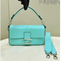 Super Quality Fendi Baguette Medium Leather Bag 80128 Tiffany Blue 2023