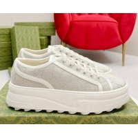 Discount Fashion Gucci GG Canvas Low-top Platform Sneakers 5cm White/Silver 719023