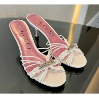 Most Popular Gucci Heeled Calfskin Leather Slide Sandals 6.5cm White 901065