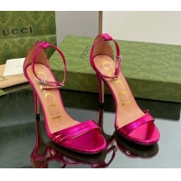 Hot Style Gucci Heeled Metallic Leather Sandals 8.5cm Pink 1012012