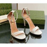 Online Duplicate Gucci Heeled Patent Leather Sandals 8.5cm White 012013