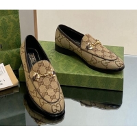 Perfect Gucci Jordaan GG Canvas Loafers with Crystals Brown 012062