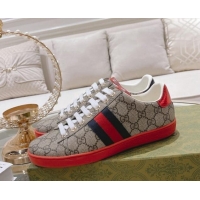 Luxurious Gucci Ace GG Canvas Sneakers Beige/Red 012072