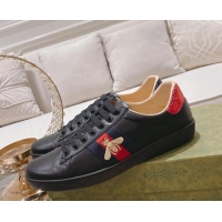 Good Product Gucci Ace Leather Sneakers with Bee Black 012077