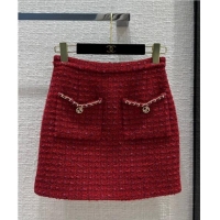​Shop Discount Chanel Tweed Skirt CH92708 Red 2023