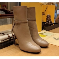 Comfortable Fendi Delfina Short Boots in Grey Calfskin 105mm Heel 381810