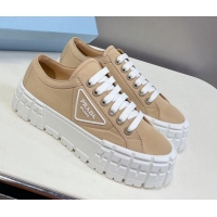 Shop Duplicate Prada Nylon Platform Sneakers 5cm Beige 805015