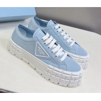 Stylish Prada Nylon Platform Sneakers 5cm Light Blue 805016