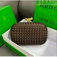 Good Product Bottega Veneta Knot Minaudiere Clutch in Intreccio Fabric 717622 Chocolate 2023