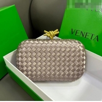 Top Grade Bottega Veneta Knot Minaudiere Clutch in Intreccio Fabric 717622 Grey 01 2023