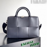 Well Crafted Bottega Veneta Arco Briefcase in Intreccio Leather 680120 Navy Blue 2023
