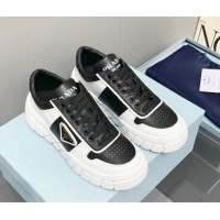 Best Grade Prada Logo Leather Sneakers Black/White 926036