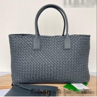 Sophisticated Bottega Veneta Large Cabat Tote Bag in Intreccio Leather 608811 Grey 2023
