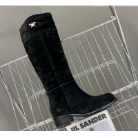 Buy Luxury Prada Logo Suede High Boots 4.5cm Black 1016063