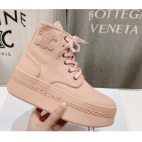 Fashion Celine Mid Block High top Platform Sneakers in Canvas Light Pink 0719054