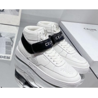 Best Product Celine CT-03 Trainer High Top Sneakers with Velcro Strap in Calfskin White/Black 916020