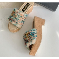 Purchase Chanel Wool Wedge Slide Sandals Beige 819039