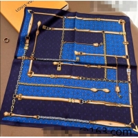 Luxury New Louis Vuitton Trunk Silk Sqaure Scarf 50x50cm LV10183 Blue 2023